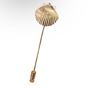 Vintage 1950s Gold Shell Hat Stick Pin 3”
